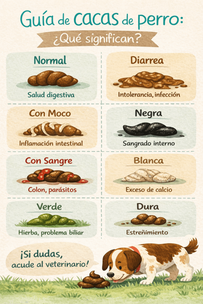 tipos de cacas de perro y su significado con colores y síntomas